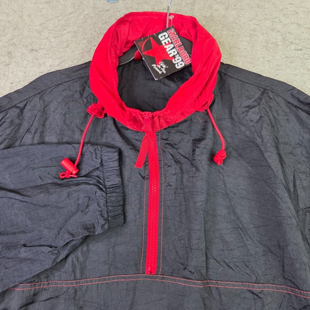 NWT Vintage Marlboro Gear 99 Nylon Mens L Pullover Windbreaker Track Suit
